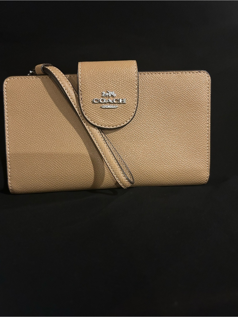 Coach Tan Leather Wristlet Clutch with Detachable Strap